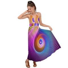 3d Abstract Fractal Bright Backless Maxi Beach Dress by Vaneshart