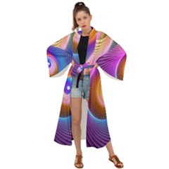 3d Abstract Fractal Bright Maxi Kimono