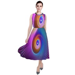 3d Abstract Fractal Bright Round Neck Boho Dress by Vaneshart