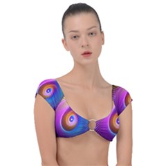 3d Abstract Fractal Bright Cap Sleeve Ring Bikini Top