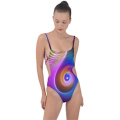 3d Abstract Fractal Bright Tie Strap One Piece Swimsuit