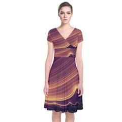 Lines Stripes Background Abstract Short Sleeve Front Wrap Dress by Vaneshart