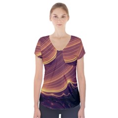 Lines Stripes Background Abstract Short Sleeve Front Detail Top by Vaneshart