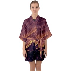 Lines Stripes Background Abstract Half Sleeve Satin Kimono  by Vaneshart