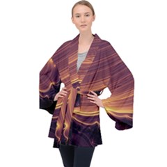 Lines Stripes Background Abstract Long Sleeve Velvet Kimono  by Vaneshart