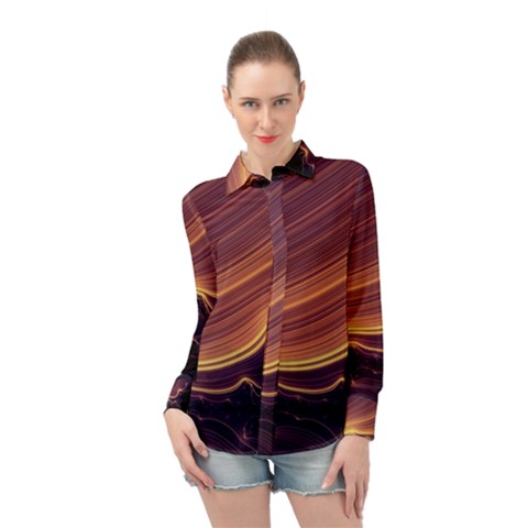 Lines Stripes Background Abstract Long Sleeve Chiffon Shirt by Vaneshart