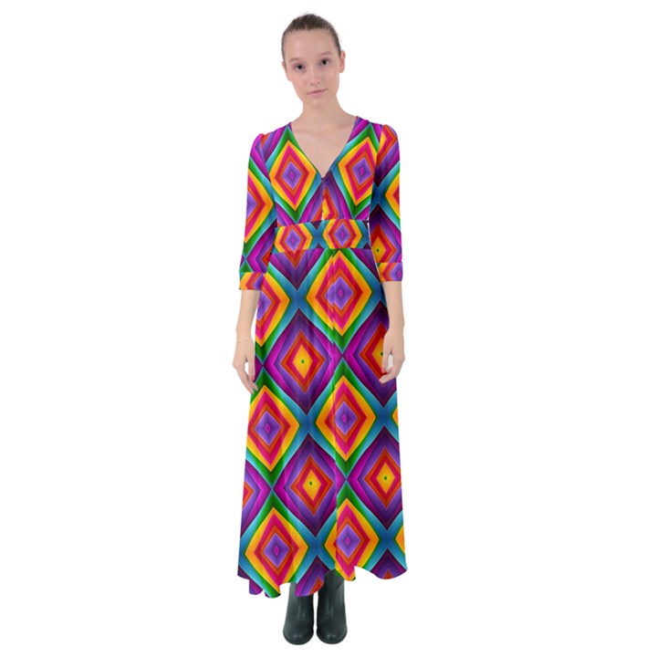 ABSTRACT-B-1 Button Up Maxi Dress