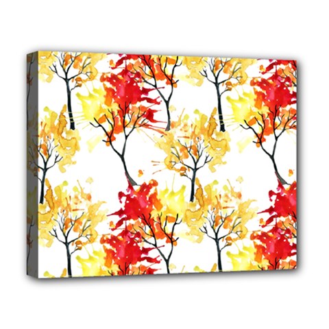 Watercolor Painting Autumn Illustration Autumn Tree Deluxe Canvas 20  X 16  (stretched) by Vaneshart