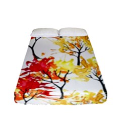 Watercolor Painting Autumn Illustration Autumn Tree Fitted Sheet (full/ Double Size) by Vaneshart