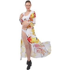 Watercolor Painting Autumn Illustration Autumn Tree Maxi Chiffon Beach Wrap