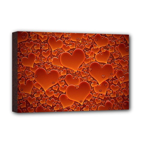 Heart Orange Texture Many Deluxe Canvas 18  X 12  (stretched) by Vaneshart