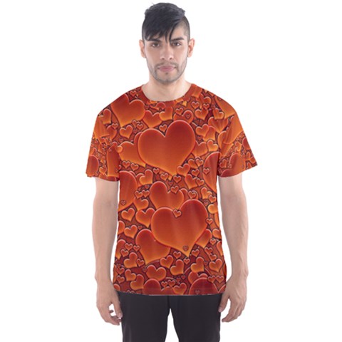 Heart Orange Texture Many Men s Sports Mesh Tee by Vaneshart