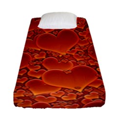 Heart Orange Texture Many Fitted Sheet (single Size) by Vaneshart