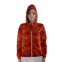 Heart Orange Texture Many Women s Hooded Windbreaker