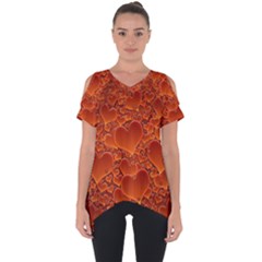 Heart Orange Texture Many Cut Out Side Drop Tee by Vaneshart