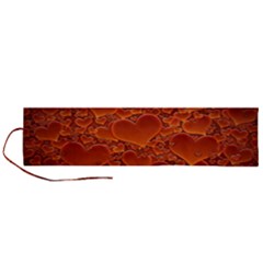 Heart Orange Texture Many Roll Up Canvas Pencil Holder (l) by Vaneshart