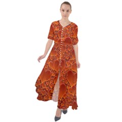 Heart Orange Texture Many Waist Tie Boho Maxi Dress