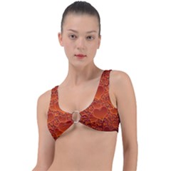 Heart Orange Texture Many Ring Detail Bikini Top