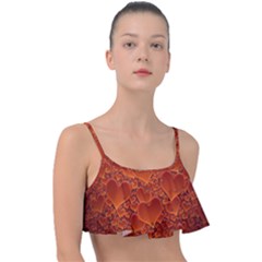 Heart Orange Texture Many Frill Bikini Top by Vaneshart