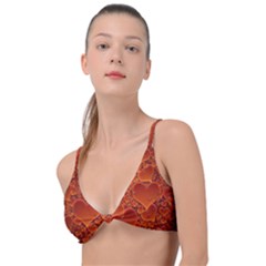 Heart Orange Texture Many Knot Up Bikini Top