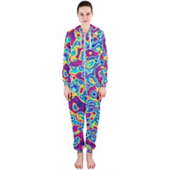 Ripple Motley Colorful Spots Abstract Hooded Jumpsuit (ladies)  by Vaneshart