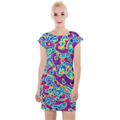 Ripple Motley Colorful Spots Abstract Cap Sleeve Bodycon Dress by Vaneshart