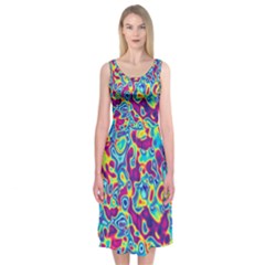 Ripple Motley Colorful Spots Abstract Midi Sleeveless Dress by Vaneshart