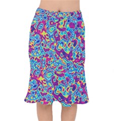 Ripple Motley Colorful Spots Abstract Short Mermaid Skirt by Vaneshart