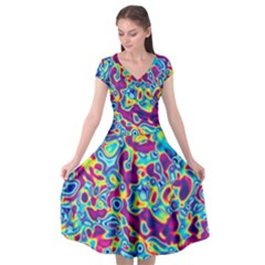 Ripple Motley Colorful Spots Abstract Cap Sleeve Wrap Front Dress by Vaneshart