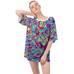 Ripple Motley Colorful Spots Abstract Oversized Chiffon Top