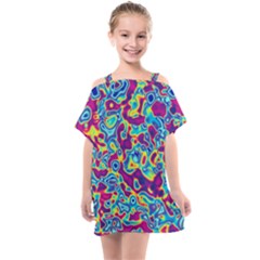 Ripple Motley Colorful Spots Abstract Kids  One Piece Chiffon Dress