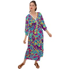 Ripple Motley Colorful Spots Abstract Grecian Style  Maxi Dress by Vaneshart