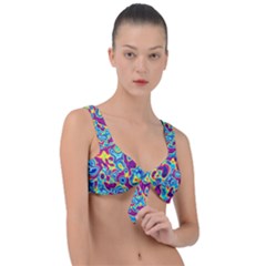 Ripple Motley Colorful Spots Abstract Front Tie Bikini Top