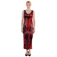 Art Space Abstract Red Line Fitted Maxi Dress by Vaneshart