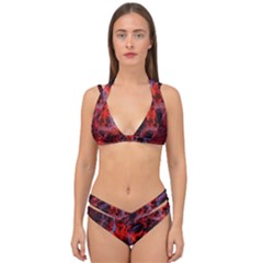 Art Space Abstract Red Line Double Strap Halter Bikini Set by Vaneshart