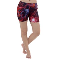 Art Space Abstract Red Line Lightweight Velour Yoga Shorts by Vaneshart