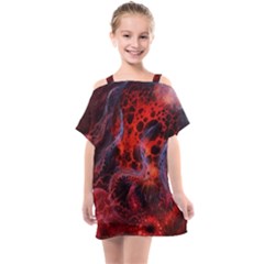 Art Space Abstract Red Line Kids  One Piece Chiffon Dress by Vaneshart