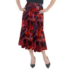 Art Space Abstract Red Line Midi Mermaid Skirt