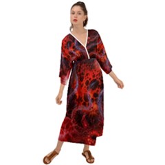 Art Space Abstract Red Line Grecian Style  Maxi Dress