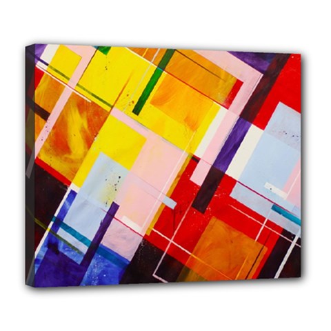 Abstract Lines Shapes Colorful Deluxe Canvas 24  X 20  (stretched) by Vaneshart