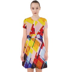 Abstract Lines Shapes Colorful Adorable In Chiffon Dress by Vaneshart