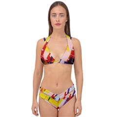 Abstract Lines Shapes Colorful Double Strap Halter Bikini Set by Vaneshart