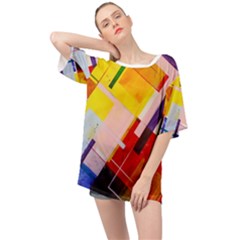 Abstract Lines Shapes Colorful Oversized Chiffon Top