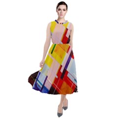 Abstract Lines Shapes Colorful Round Neck Boho Dress