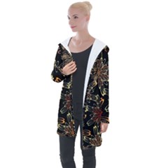 Patterns Abstract Flowers Longline Hooded Cardigan by Vaneshart