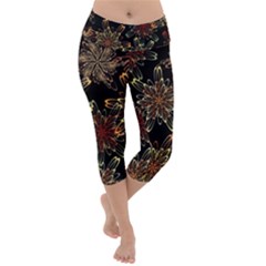 Patterns Abstract Flowers Lightweight Velour Capri Yoga Leggings by Vaneshart