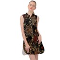 Patterns Abstract Flowers Sleeveless Shirt Dress View1