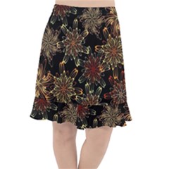 Patterns Abstract Flowers Fishtail Chiffon Skirt