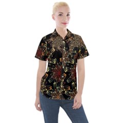 Patterns Abstract Flowers Women s Short Sleeve Pocket Shirt