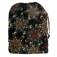 Patterns Abstract Flowers Drawstring Pouch (xxxl) by Vaneshart